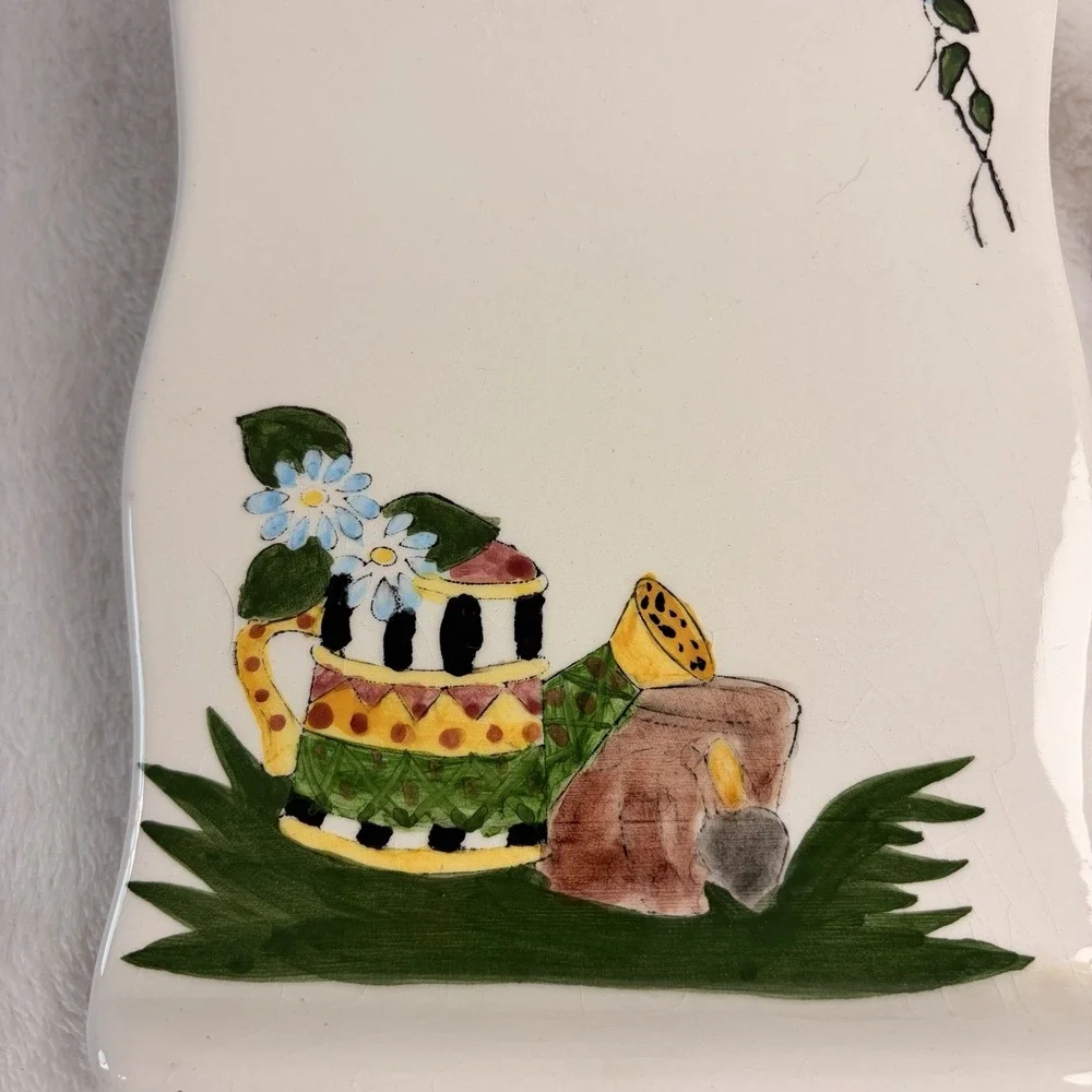 Vintage 1997 CBK LTD Ceramic Watering Can Spoon Rest Country Kitchen Cottagecore